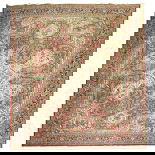 Early 20th Century Hand-Woven Persian Heriz Rug 141 x 177 in: Early 20th Century Hand-Woven Persian Heriz Rug 141 x 177 in This stunning Antique Persian Heriz Rug, crafted in Iran during the early 20th century (1920), features a dramatic medallion and a large-sc
