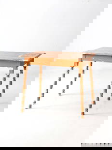 Antique Painted Wood Table with Weathered Peach Finish: Antique Painted Wood Table with Weathered Peach Finish This antique painted wood table showcases a charming weathered peach finish and classic turned legs, making it an excellent addition to