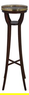 Baker Regency Style Mahogany Plant Stand with Brass Gallery: Baker Regency Style Mahogany Plant Stand with Brass Gallery This elegant Regency Style Mahogany Plant Stand Pedestal is a timeless piece that showcases quality craftsmanship. With a brass gallery