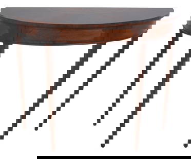 Maitland Smith 8122-34 Federal Style Mahogany Console Table: Maitland Smith 8122-34 Federal Style Mahogany Console Table This elegant Mahogany Console Table, model number 8122-34, features exquisite inlay work throughout, embodying a classic Federal style. With