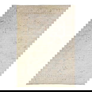 Modern Gray Handmade Oushak Style Wool Rug 9'10 x 13'9 Floral Design: Modern Gray Handmade Oushak Style Wool Rug 9'10 x 13'9 Floral Design This stunning modern Oushak hand-knotted wool rug features a sophisticated gray color field adorned with a beautiful all-over