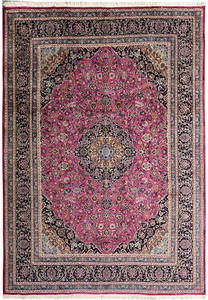 Persian Handmade Wool Kashan Rug 9.7 x 12.9 Rose Berry Red