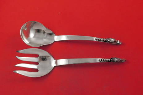 Ramirez Blossom Sterling Silver Salad Serving Set 2pc 8.5 Inches: Ramirez Blossom Sterling Silver Salad Serving Set 2pc 8.5 Inches Elevate your dining experience with this exquisite 2-piece Sterling Silver Salad Serving Set from the renowned maker Ramirez. Featuring
