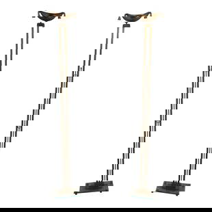 Elegant Pair of Regency Style Brass Urn Top Floor Lamps: Elegant Pair of Regency Style Brass Urn Top Floor Lamps This pair of Regency Style Brass Urn Top Floor Lamps features a high-quality design that adds elegance to any room. Crafted approximately 25 yea