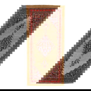 Antique Persian Hamadan Wool Rug 6'6 x 13'9 Multicolor Medallion: Antique Persian Hamadan Wool Rug 6'6 x 13'9 Multicolor Medallion This exquisite antique Persian hand-knotted wool rug features a classic beige color field adorned with a stunning multicolor medallion