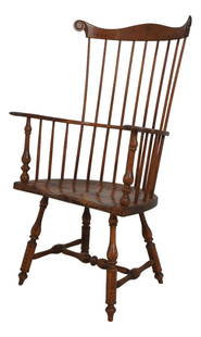 R Drew Lausch Tiger Maple High Back Windsor Chair: R Drew Lausch Tiger Maple High Back Windsor Chair This exquisite Bench Made Tiger Maple High Back Windsor Chair showcases the timeless craftsmanship of solid tiger maple construction, attributed to re