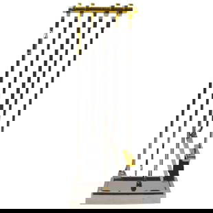 Modernist Chrome Brass Fireplace Tool Set by Danny Alessandro 32.75": Modernist Chrome Brass Fireplace Tool Set by Danny Alessandro 32.75" Elevate your fireplace aesthetics with this high-quality modernist fireplace tool set crafted by Danny Alessandro. This stylish set