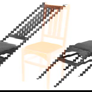 Antique Oak Dining Chair by Gustav Stickley C1910 Arts and Crafts Style: Antique Oak Dining Chair by Gustav Stickley C1910 Arts and Crafts Style Discover this exquisite antique dining chair attributed to Harvey Ellis and Gustav Stickley, crafted from oak and dating back to