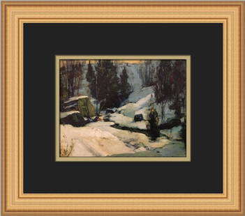 John F Carlson Wintry Glen Custom Framed Print 11 x 13 Landscape Art: John F Carlson Wintry Glen Custom Framed Print 11 x 13 Landscape Art This John F Carlson print titled "Wintry Glen" is a striking representation of contemporary art that captures the essence of winter