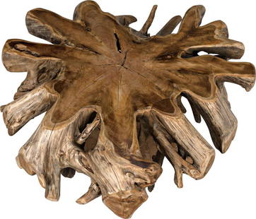 Organic Modern Teak Root Coffee Table 20H x 50W x 48D: Organic Modern Teak Root Coffee Table 20H x 50W x 48D Enhance your living space with this stunning Timeless Teak Root Coffee Table, showcasing a unique organic modern style. Crafted from natural teak