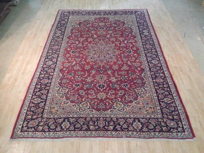Handcrafted Semi-Antique Persian Najaf Isfahan Rug 8'4 x 11'8: Handcrafted Semi-Antique Persian Najaf Isfahan Rug 8'4 x 11'8 Enhance your living space with this stunning Semi-Antique Persian Najaf Isfahan Rug, meticulously handcrafted by skilled Persian artisans.