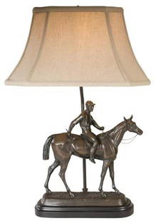 Equestrian Lodge Style Horse Jockey Sculpture Table Lamp 23H 16W 10D: Equestrian Lodge Style Horse Jockey Sculpture Table Lamp 23H 16W 10D Illuminate your space with this Elegant Lodge Style Horse & Jockey Lamp, a stunning piece that brings a touch of equestrian charm t