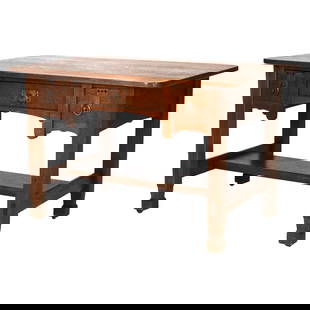 Stickley Brothers Antique Oak Library Table Desk C1920 with 3 Drawers: Stickley Brothers Antique Oak Library Table Desk C1920 with 3 Drawers This classic Stickley Brothers library table desk, dating from circa 1920, is expertly crafted from oak, reflecting the timeless A