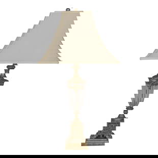 Regency Style Silver Finish Glass Urn Lamp 5.5 x 31: Regency Style Silver Finish Glass Urn Lamp 5.5 x 31 Illuminate your space with this elegant Regency Style Silver Finish & Glass Urn Table Lamp. Crafted approximately 20 years ago, this exquisite lamp