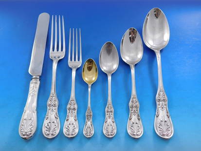 Tiffany & Co. Saratoga Sterling Silver Flatware Set 57 Pieces for 8: Tiffany & Co. Saratoga Sterling Silver Flatware Set 57 Pieces for 8 Elevate your dining experience with the exquisite Saratoga flatware set by Tiffany & Co. This rare 57-piece sterling silver set is d
