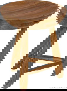 Scandinavian Teak Stool with Clear Coat Finish: Scandinavian Teak Stool with Clear Coat Finish This versatile traditional teak stool features a round seat and four tapered legs, embodying a Scandinavian style that seamlessly blends with any decor.