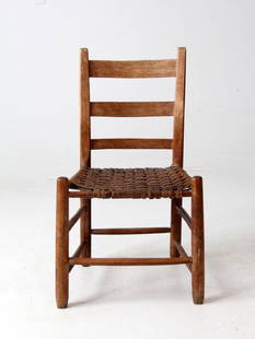 Antique Rustic Splint Weave Chair 32 Inch Ladder Back Rustic Design: Antique Rustic Splint Weave Chair 32 Inch Ladder Back Rustic Design This Antique Rustic Splint Weave Seat Chair showcases timeless rustic charm with its classic ladder back and woven seat design. Made
