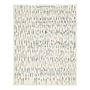 Ivory Wool Moroccan-Style Hand-Knotted Rug 8' x 10' Abstract Design