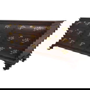 Century Bombe Mahogany Triple Dresser Chippendale Style: Century Bombe Mahogany Triple Dresser Chippendale Style This exquisite Century Bombe Mahogany Triple Dresser showcases a stunning Chippendale style with traditional design elements and beautifully cur