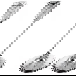 Mid-Century Modern Sterling Silver Candlesticks Set of 2 8.5 in