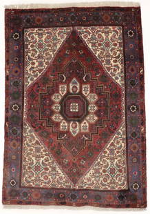 Vintage Handmade Wool Oriental Rug 4'9 x 3'3 Floral Geometric Design: Vintage Handmade Wool Oriental Rug 4'9 x 3'3 Floral Geometric Design Enhance your home with this Vintage Handmade Oriental Rug, featuring a striking floral and geometric design that complements farmho