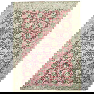Antique Persian Tabriz Rug 9'2 x 13'2 Chinese Red Victorian Wool Hand-Knotted: Antique Persian Tabriz Rug 9'2 x 13'2 Chinese Red Victorian Wool Hand-Knotted Discover the exquisite beauty of this early 20th century Antique Persian Tabriz rug, featuring a striking Chinese red colo