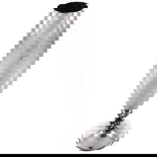 Danish Sterling Silver Vase 10 in Curved Oval Design 1930s: Danish Sterling Silver Vase 10 in Curved Oval Design 1930s This exquisite sterling silver vase from Denmark, crafted circa the 1930s, showcases a stunning hand-hammered finish. Its elegant curved oval
