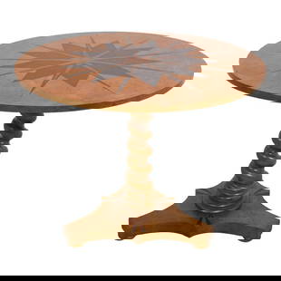 Baker Regency Round Inlaid Top Pedestal Center Table 36" Wood: Baker Regency Round Inlaid Top Pedestal Center Table 36" Wood This exquisite Baker Round Compass Inlaid Top Pedestal Center Table features a stunning Regency design, showcasing quality craftsmanship a