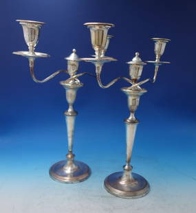 Georgian Silver on Copper Candelabra Pair 15 x 15 Circa 1790: Georgian Silver on Copper Candelabra Pair 15 x 15 Circa 1790 This wonderful English Georgian silver on copper candelabra pair, circa 1790 (maker unknown), showcases the timeless elegance of the period