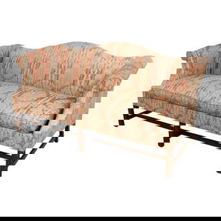 Southwood Chippendale Sofa with Damask Upholstery Quality Construction: Southwood Chippendale Sofa with Damask Upholstery Quality Construction This Southwood Damask Upholstered Chippendale Sofa features quality construction with down foam seat cushions and nice damask uph