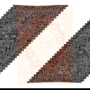 Antique Persian Heriz Rug 8'3 x 11'8 Red Wool Medallion: Antique Persian Heriz Rug 8'3 x 11'8 Red Wool Medallion Enhance your living space with this stunning antique hand-knotted Persian Heriz wool rug, featuring a captivating medallion motif. The rug boast