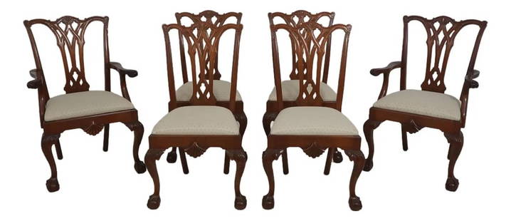 Set of 6 Percey Feldenkreis Chippendale Mahogany Dining Chairs: Set of 6 Percey Feldenkreis Chippendale Mahogany Dining Chairs This exquisite set of 6 Chippendale dining room chairs crafted by Percey Feldenkreis showcases exceptional quality and timeless design. A