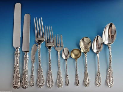 Dominick & Haff Number 10 Sterling Silver Flatware Set 126 Pcs Service for 12: Dominick & Haff Number 10 Sterling Silver Flatware Set 126 Pcs Service for 12 This exceptional Number 10 Ten Sterling Silver Flatware Set by Dominick & Haff features a magnificent collection of 126 pi