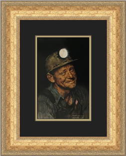 Norman Rockwell Mine America's Coal Custom Framed Art Print 18 x 16: Norman Rockwell Mine America's Coal Custom Framed Art Print 18 x 16 This beautifully custom framed print titled "Mine America's Coal" by renowned artist Norman Rockwell captures the essence of America