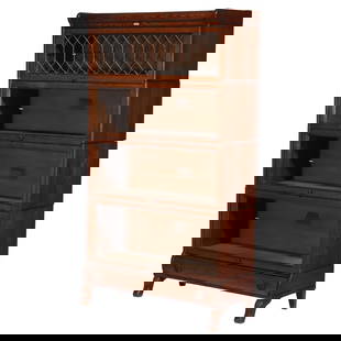 Antique Lundstrom Arts & Crafts Mission Oak Barrister Bookcase C1920: Antique Lundstrom Arts & Crafts Mission Oak Barrister Bookcase C1920 Discover a stunning antique Lundstrom Arts & Crafts Mission Oak Barrister Bookcase, crafted around 1920. This elegant piece feature