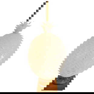 Large Murano Pineapple Lamp by Marbro Seguso 49 in Brass Art Glass: Large Murano Pineapple Lamp by Marbro Seguso 49 in Brass Art Glass This stunning large Murano pineapple lamp features a beautifully quilted opaline glass surface with a two-tier "leaf" top, elegantly