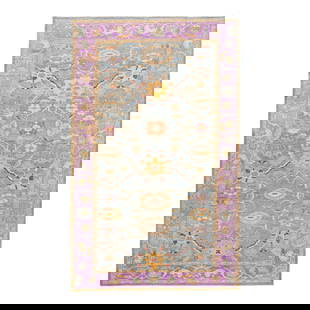 Handmade Modern Sultanabad Floral Wool Rug 10' x 16' Blue Purple: Handmade Modern Sultanabad Floral Wool Rug 10' x 16' Blue Purple This stunning Modern Sultanabad rug features a hand-knotted wool construction with a vibrant blue field. The design is accented by a pu