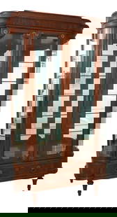 Karges Louis XVI Walnut China Cabinet with Beveled Glass Doors: Karges Louis XVI Walnut China Cabinet with Beveled Glass Doors This exquisite Karges French Louis XVI Walnut China Cabinet showcases timeless elegance with its impressive design and high-quality craft