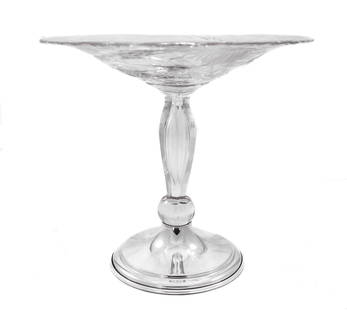 T.G. Hawkes Crystal and Sterling Silver Compote Set of 2 7 in: T.G. Hawkes Crystal and Sterling Silver Compote Set of 2 7 in This exquisite compote showcases a stunning combination of crystal and sterling silver, making it a beautiful addition to any collection.
