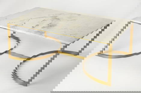 Chic Gold & Marble Coffee Table: Chic Gold & Marble Coffee Table Elevate your living space with this contemporary Chic Gold & Marble Coffee Table from the Corsini collection. Featuring a stunning marble top supported by a stylish gol