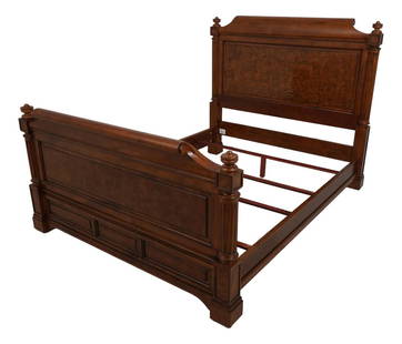Ethan Allen Townhouse Queen Bed Cherry Burl Wood 68x90: Ethan Allen Townhouse Queen Bed Cherry Burl Wood 68x90 This exquisite Ethan Allen Queen Size Bed features fine carved details and high-quality construction, exemplifying elegance and craftsmanship. Th