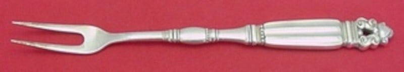 Georg Jensen Acorn Sterling Silver Meat Fork 9" 2-Tine GI/GJ Mark: Georg Jensen Acorn Sterling Silver Meat Fork 9" 2-Tine GI/GJ Mark This exquisite serving fork features a striking design in the Acorn pattern by Georg Jensen, expertly crafted from sterling silver. Th