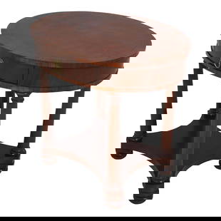 Hickory Chair Co French Empire Lamp Table Mahogany 32w x 24d x 29.5h: Hickory Chair Co French Empire Lamp Table Mahogany 32w x 24d x 29.5h This exquisite French Empire style lamp table from Hickory Chair Co., part of the James River Plantation Collection, features a str