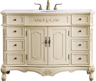 Elegant Lighting 48 Inch  Beige Bathroom Vanity Set: Elegant Lighting 48 Inch Beige Bathroom Vanity Set Transform your bathroom with this elegant 48" Light Antique Style Beige Bathroom Vanity Set. Designed in a charming English Traditional style, this v