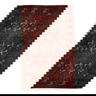 Antique Persian Hand-Knotted Red Wool Tribal Rug 3'1" x 5'4": Antique Persian Hand-Knotted Red Wool Tribal Rug 3'1" x 5'4" Beautiful antique Persian hand-knotted wool rug with a red field. This piece has beige and black accents in an all-over geometric tribal de