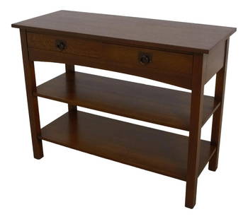 Stickley Mission Oak 2 Drawer Server Arts & Crafts Style Brown Oak: Stickley Mission Oak 2 Drawer Server Arts & Crafts Style Brown Oak This Stickley Mission Oak 2 Drawer Arts & Crafts Server features high-quality construction, embodying the timeless Arts & Crafts styl