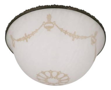 1920s Art Deco Inverted Hanging Bowl Lamp Shade White Glass: 1920s Art Deco Inverted Hanging Bowl Lamp Shade White Glass This stunning Art Deco inverted hanging chandelier bowl lamp shade, dating back to the 1920s-1930s, features an exquisite slumped glass shad