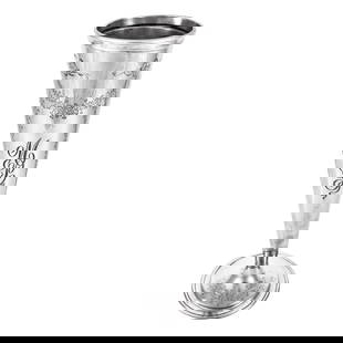 Sterling Silver Trumpet Vase: Sterling Silver Trumpet Vase This exquisite Sterling Trumpet Vase showcases a delicate, feminine design, perfect for enhancing your floral arrangements. Crafted from sterling silver, the vase features