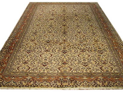 Ivory Antique Turkish Sivas Rug 6.5 x 9.6 Handwoven Wool: Ivory Antique Turkish Sivas Rug 6.5 x 9.6 Handwoven Wool Elevate your home decor with this exquisite 6.5 x 9.6-foot Ivory Antique Turkish Sivas Rug. Handwoven in the renowned Sivas region of Turkey, t