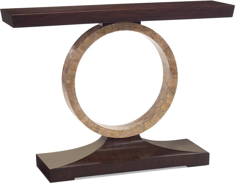 John-Richard Le Cirque Console with Mother-of-Pearl Inlay: John-Richard Le Cirque Console with Mother-of-Pearl Inlay This elegant console showcases exquisite craftsmanship with stunning mother-of-pearl inlay. It features a rich Macassar Ebony finish, adding a